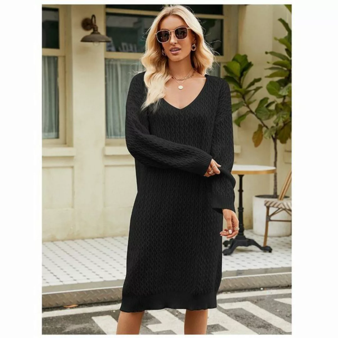 AFAZ New Trading UG Strickkleid Damen Pulloverkleid Einfarbiger Strickpullo günstig online kaufen
