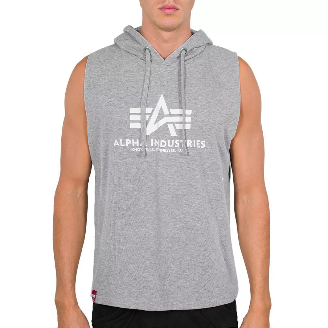 Alpha Industries Basic Hooded Ärmelloses T-shirt L Grey Heather günstig online kaufen