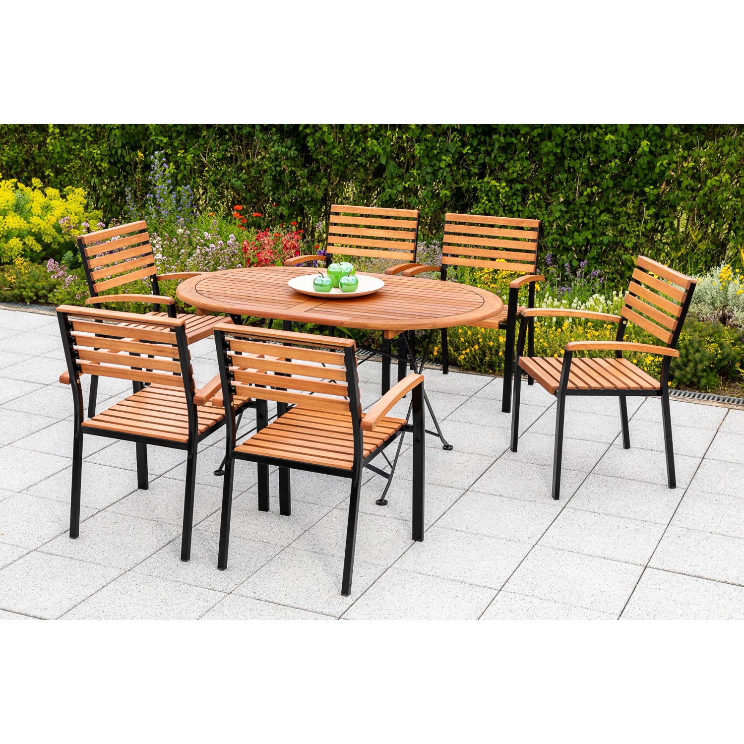 Merxx Gartenmöbel-Set Schlossgarten 7-teilig Stapelsessel 140 cm x 90 cm günstig online kaufen