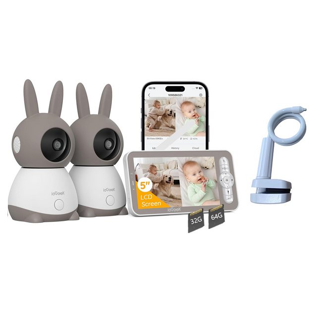 ieGeek Babyphone Babyphone mit 2 Kamera 2K/3MP 5 Zoll mit Halterung mit 32& günstig online kaufen