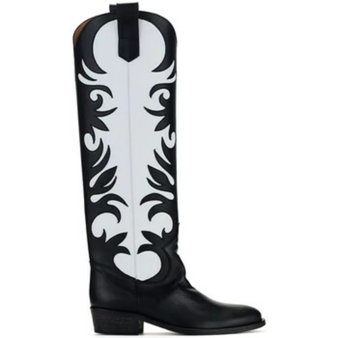 Via Roma 15  Damenstiefel Texanischer Stiefel  schwarz und weiß günstig online kaufen