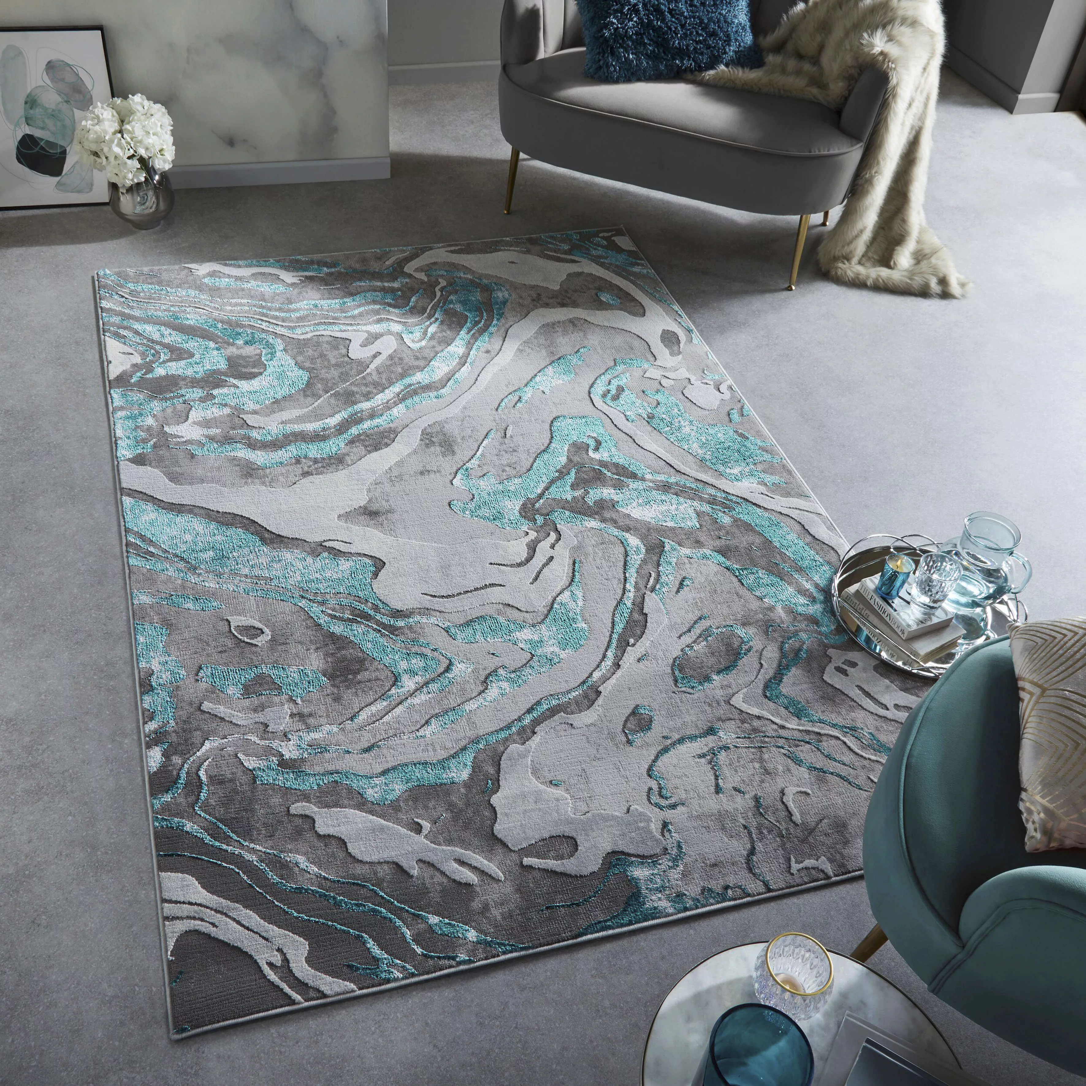 FLAIR RUGS Teppich »Marbled«, rechteckig, 12 mm Höhe, dezenter Glanz, mehrf günstig online kaufen