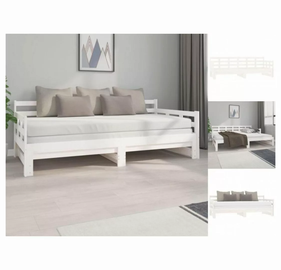 vidaXL Gästebett Tagesbett Gästebett Ausziehbar Weiß Massivholz Kiefer 2x90 günstig online kaufen