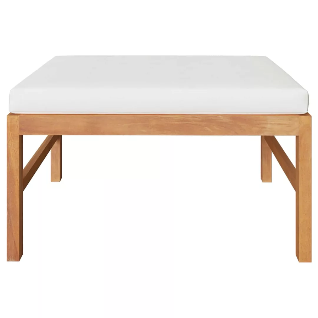 Fußhocker Mit Creme Kissen Massivholz Teak günstig online kaufen