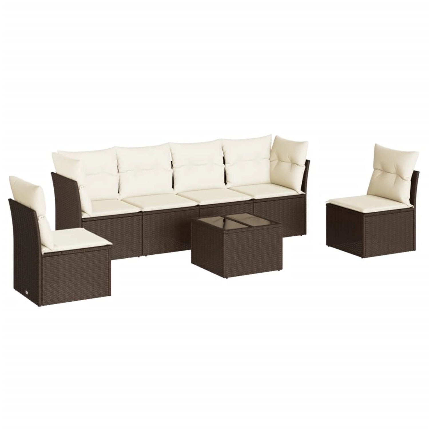 vidaXL 7-Tlg Garten-Sofagarnitur mit Kissen Braun Poly Rattan 3217383 günstig online kaufen