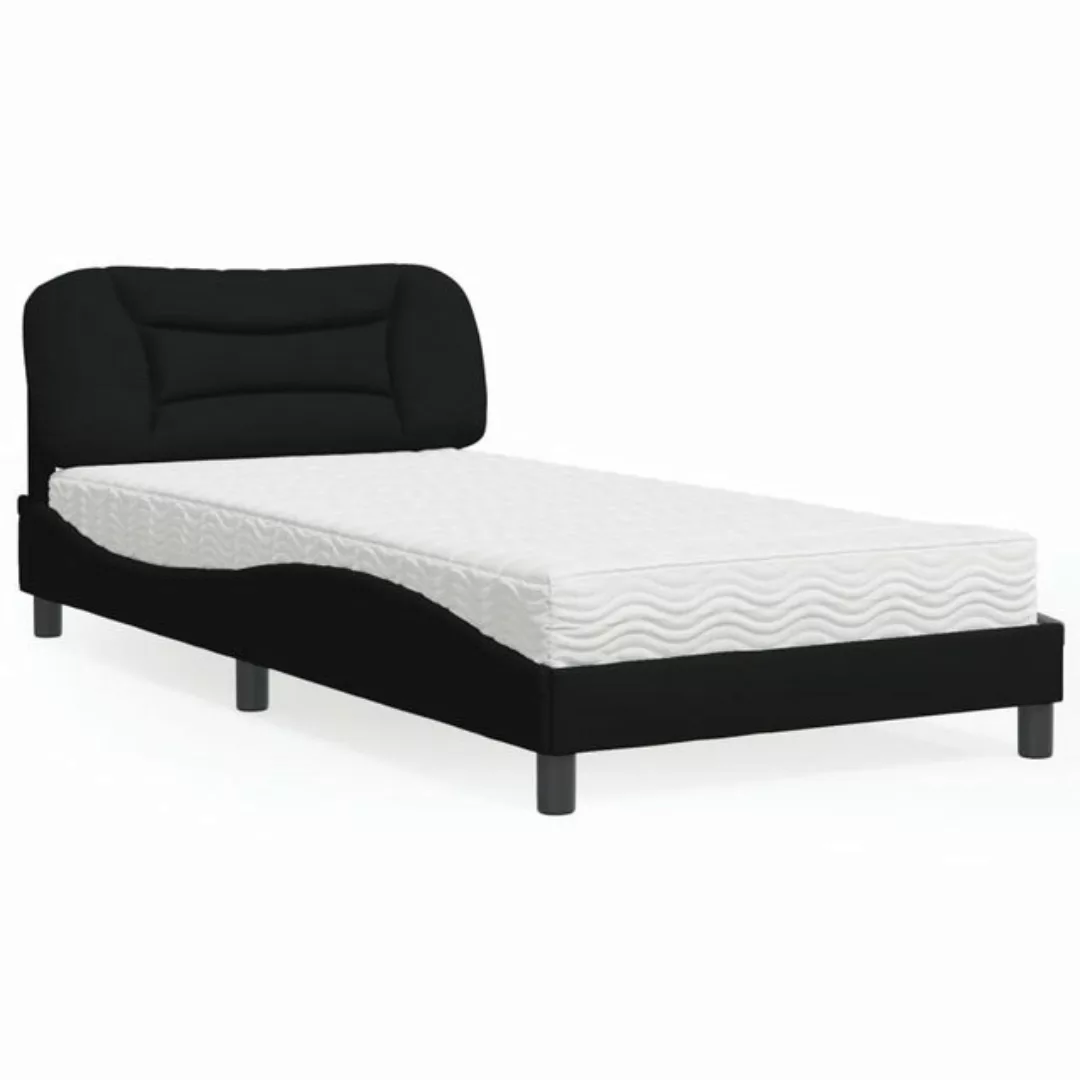 vidaXL Bett Bett mit Matratze Schwarz 100x200 cm Stoff günstig online kaufen