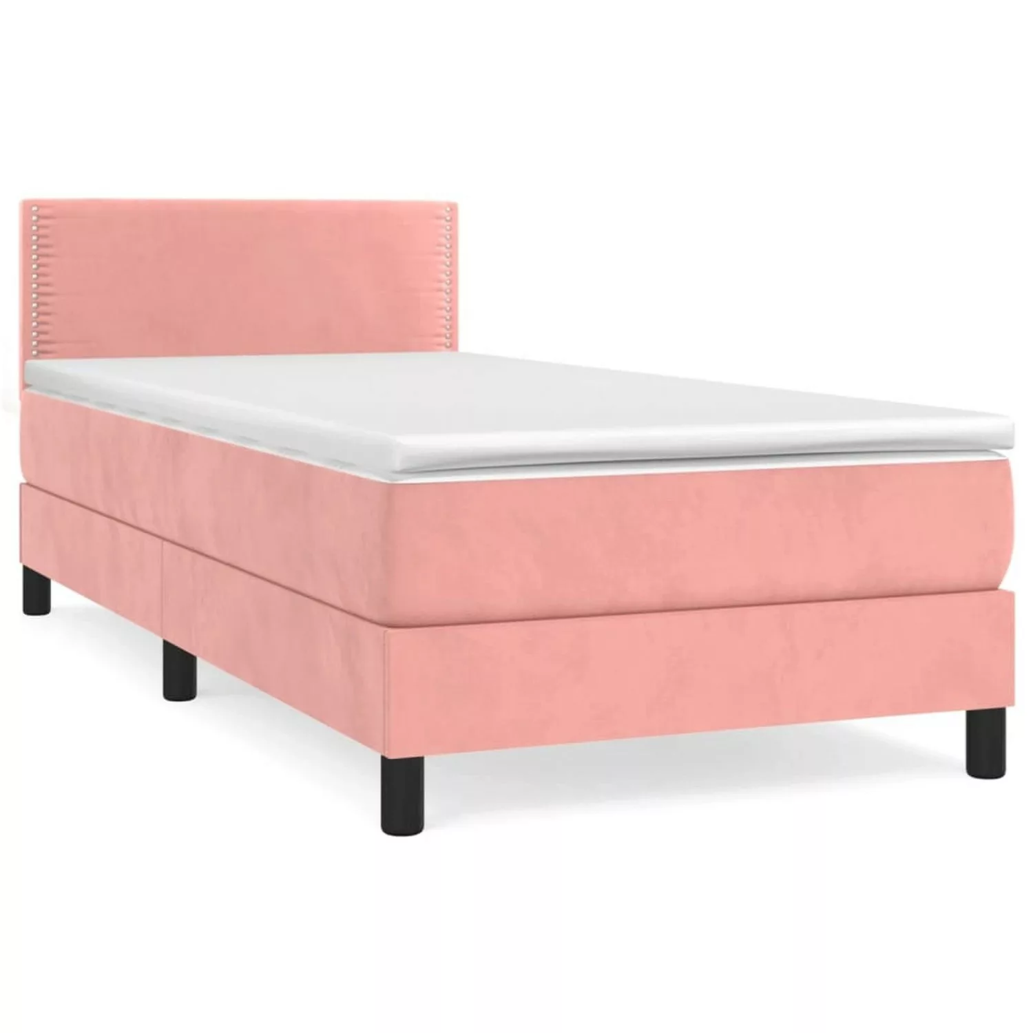 vidaXL Boxspringbett mit Matratze Rosa 90x190 cm Samt1537758 günstig online kaufen