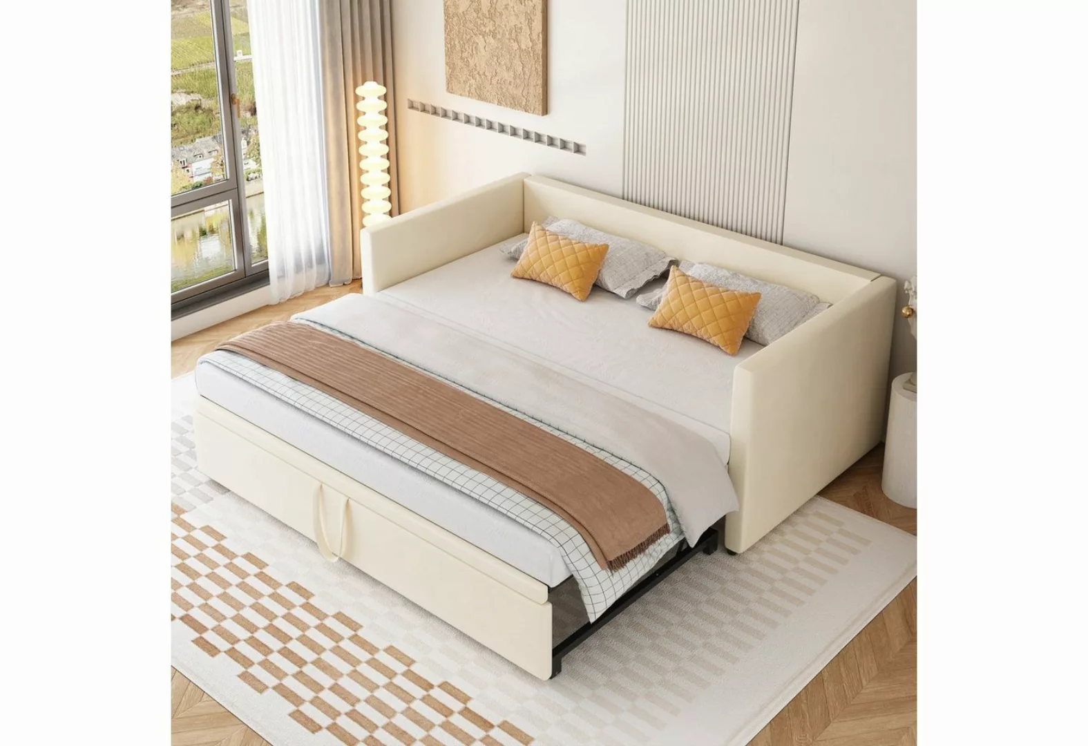 SOFTWEARY Schlafsofa Ausziehbett mit Bettfunktion, inkl. Lattenrost, 90x200 günstig online kaufen