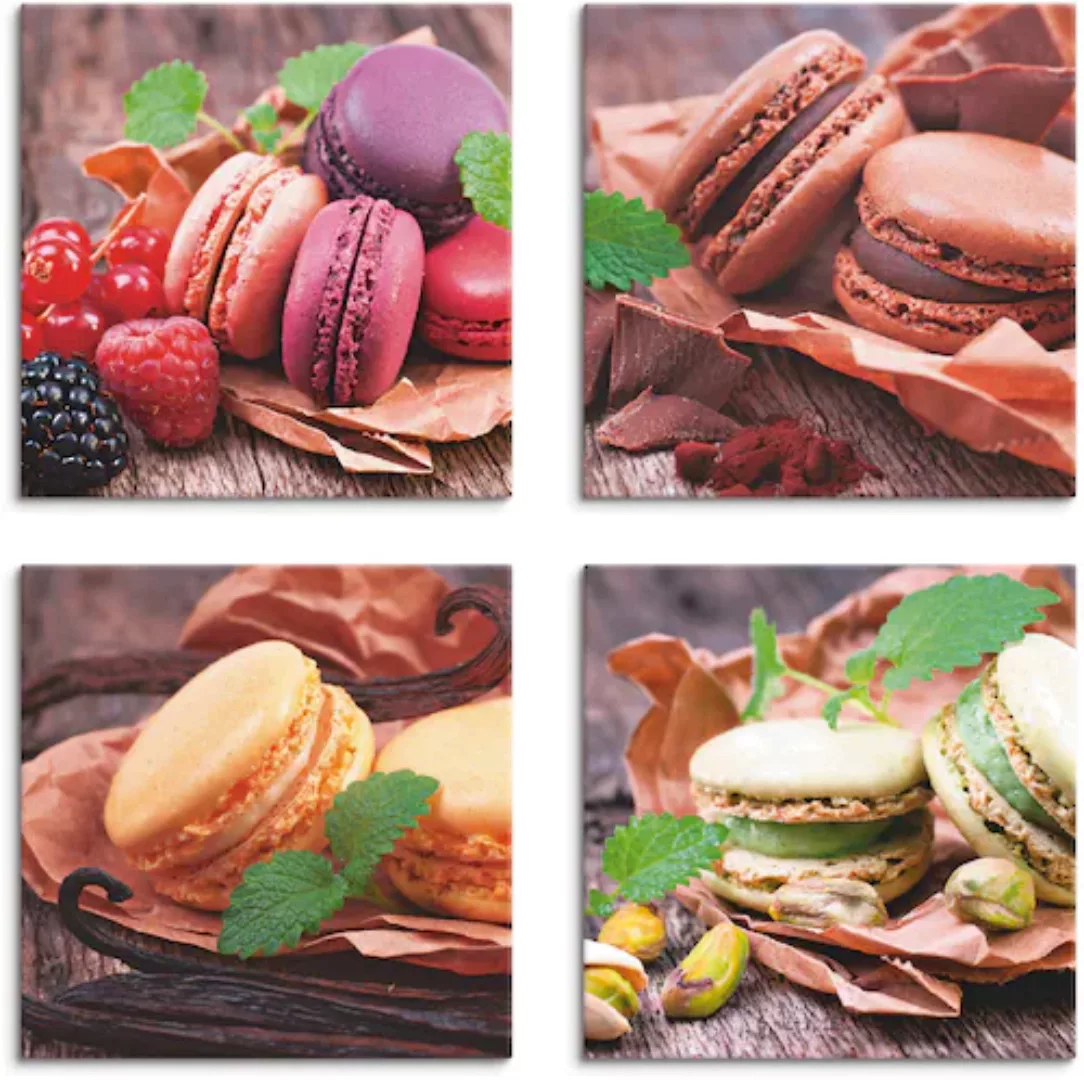 Artland Leinwandbild "Macarons", Süßspeisen, (4 St.), 4er Set, verschiedene günstig online kaufen
