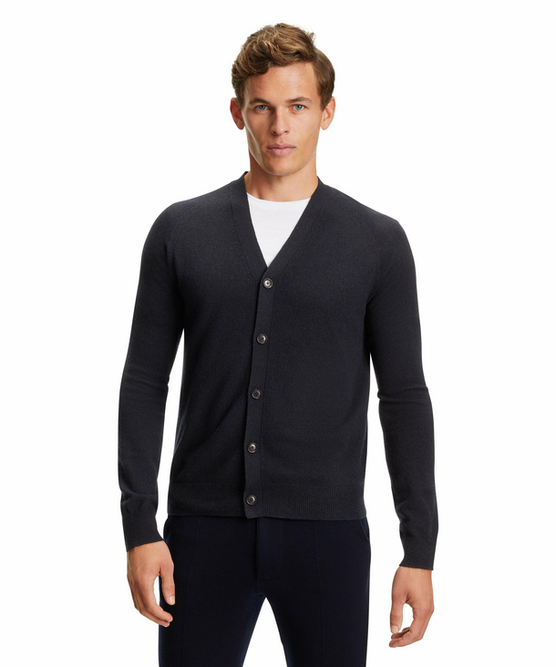 FALKE Herren Cardigan V-Ausschnitt, 3XL, Blau, Uni, Kaschmir, 60184-643707 günstig online kaufen