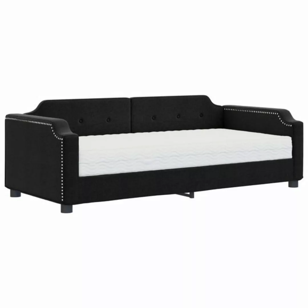 furnicato Bett Tagesbett mit Matratze Schwarz 90x200 cm Stoff (1-tlg) günstig online kaufen