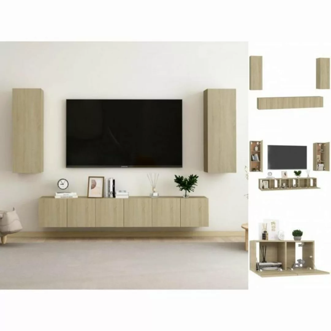 vidaXL Kleiderschrank 5-tlg TV-Schrank-Set Sonoma-Eiche Spanplatte günstig online kaufen
