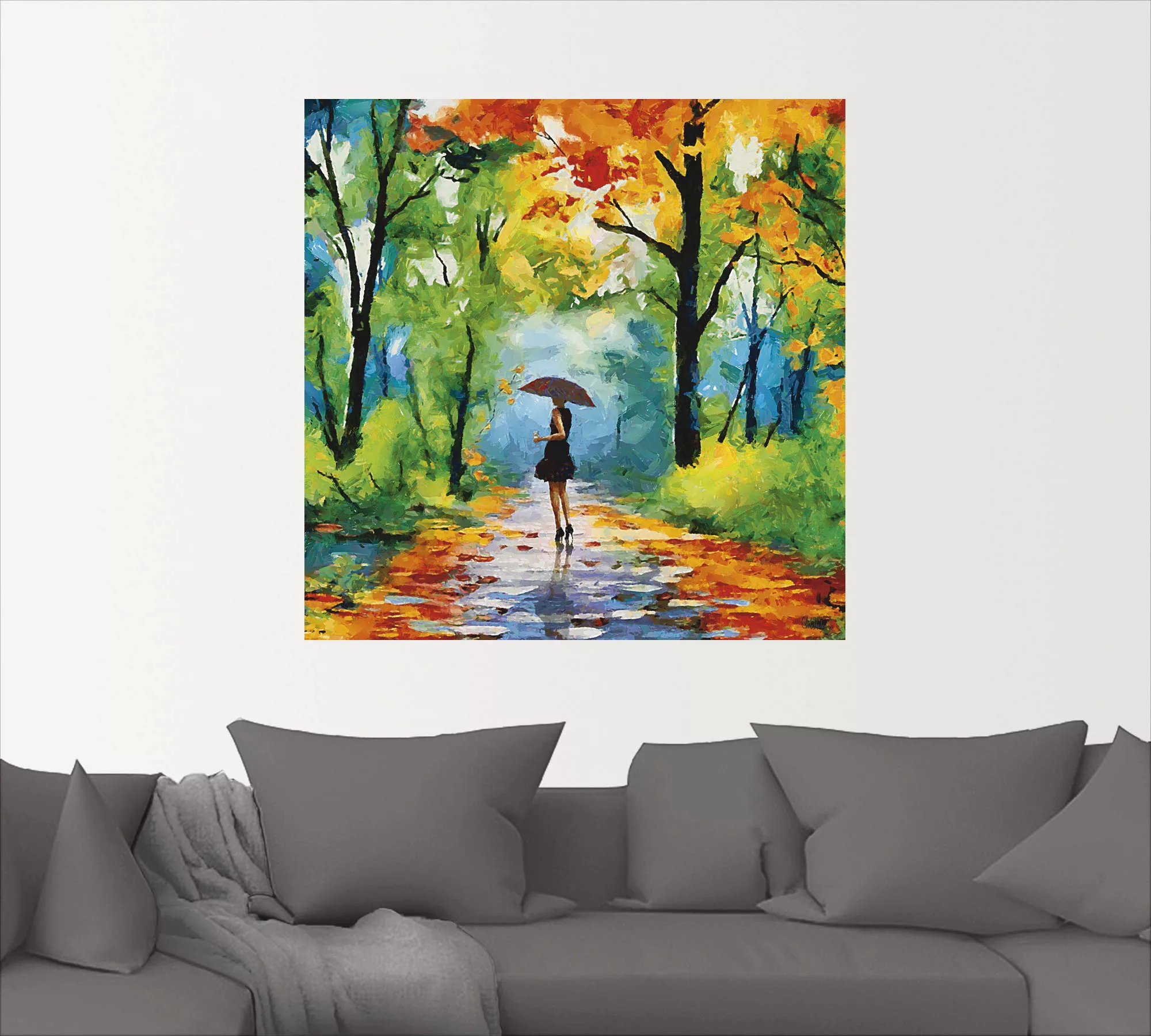 Artland Wandbild »Herbstlicher Spaziergang im Park«, Vier Jahreszeiten Bild günstig online kaufen