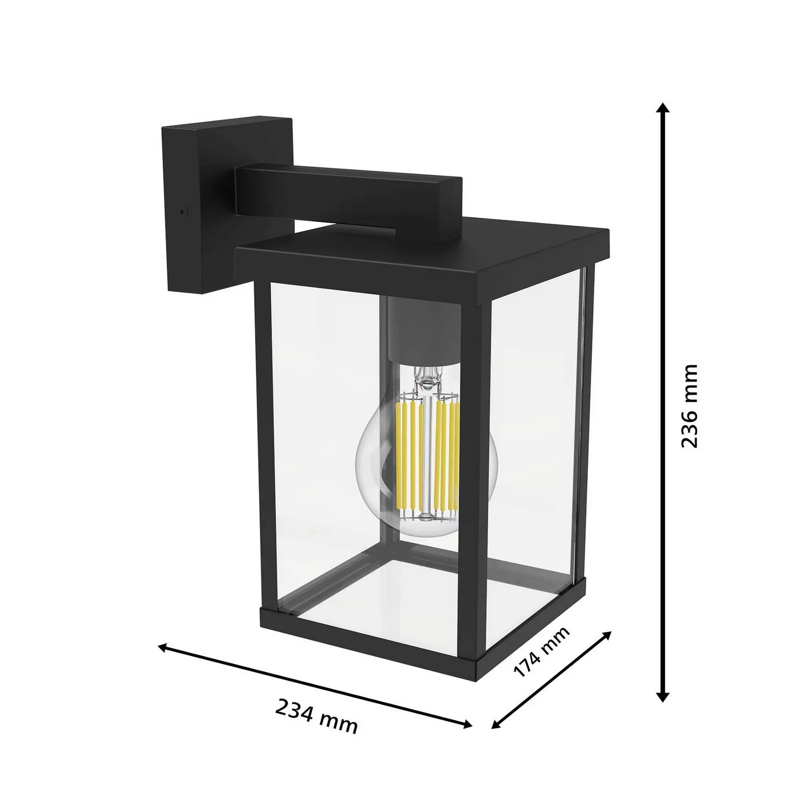 Wandleuchte Bellini in Schwarz E27 IP44 eckig günstig online kaufen