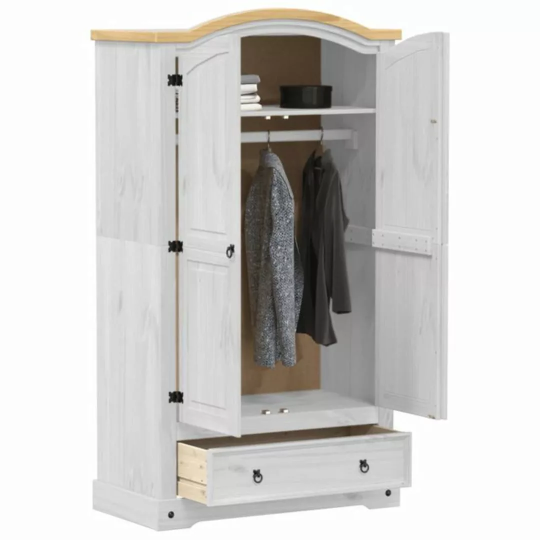 vidaXL Kleiderschrank Kleiderschrank Corona Weiß 102x52x186 cm Massivholz K günstig online kaufen