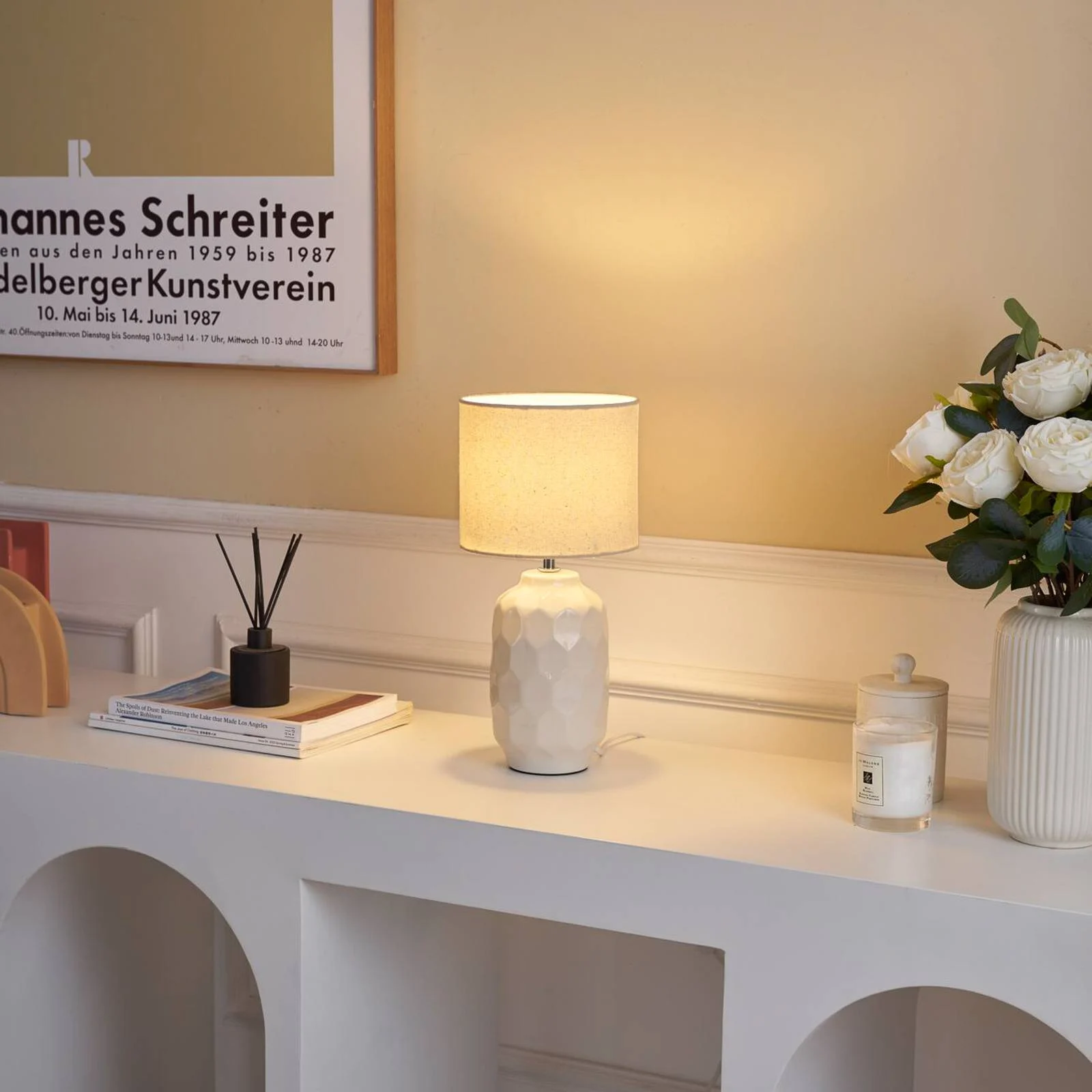Pauleen Tischleuchte »Charming Sparkle max.20W Crème Stoff/Keramik«, 1 flam günstig online kaufen