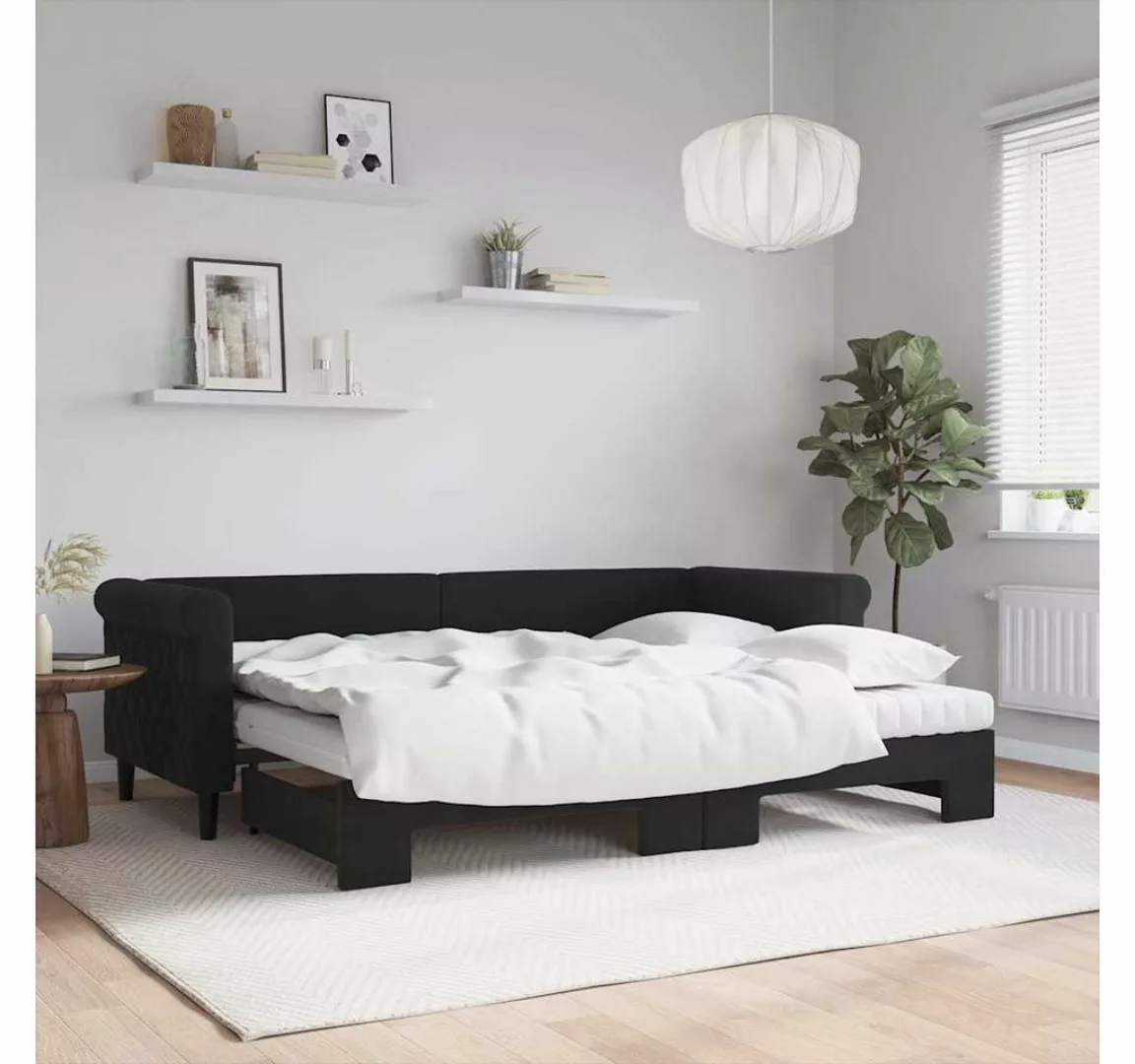 vidaXL Gästebett Gästebett Tagesbett Ausziehbar mit Matratzen Schwarz 80x20 günstig online kaufen