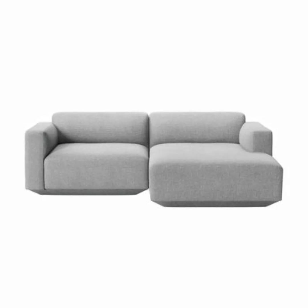 Ecksofa Develius B textil grau / 3-Sitzer - L 220 cm / Dormeuse rechts - &t günstig online kaufen