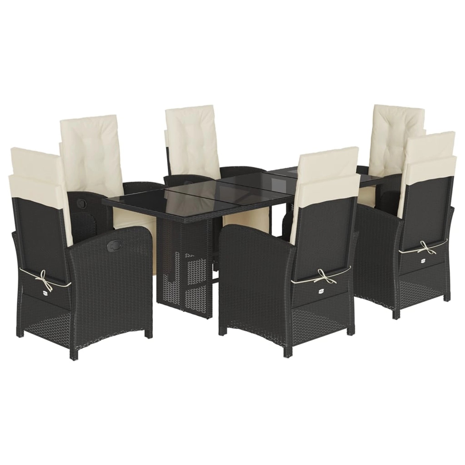vidaXL 7-Tlg Garten-Essgruppe mit Kissen Schwarz Poly Rattan 3212486 günstig online kaufen