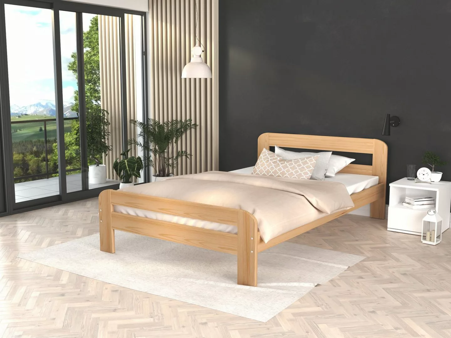 Siblo Bett Sorrento (Massives Kiefernholz, Massiver Lattenrost), Massives K günstig online kaufen