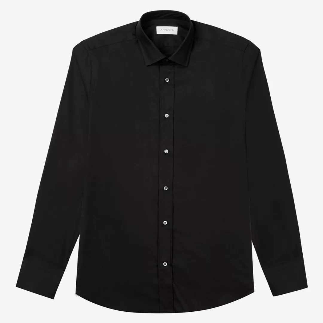Hemd  einfarbig  schwarz 100% baumwolle fleckenabweisende twill doppelt gez günstig online kaufen