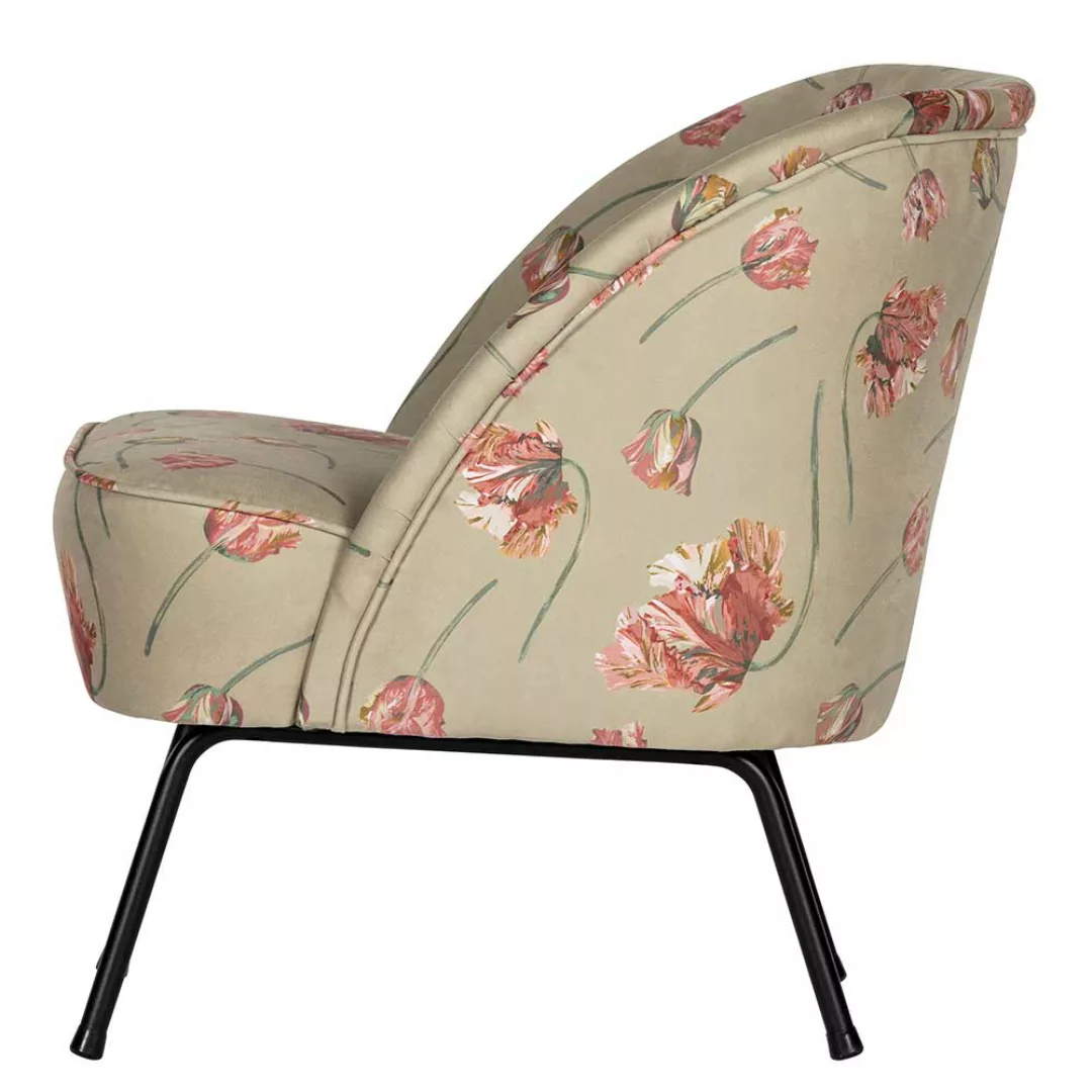 Samt Lounge Sessel im Retrostil Blumen Motiv günstig online kaufen