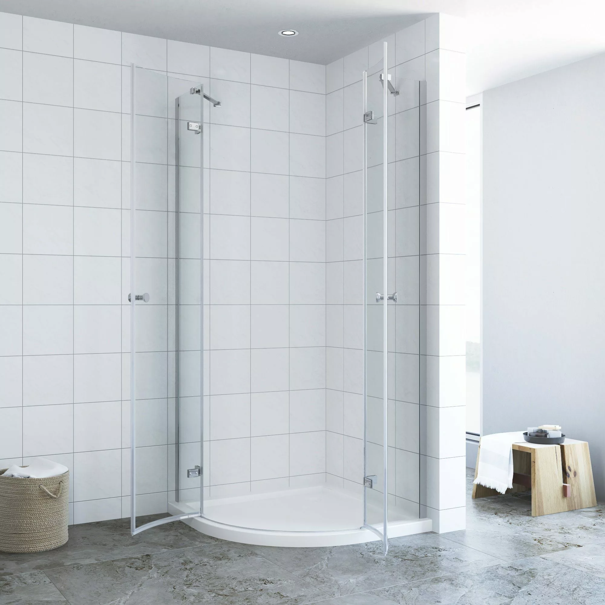 AQUABATOS Runddusche Viertelkreis Duschkabine Schwarz 80x80 günstig online kaufen