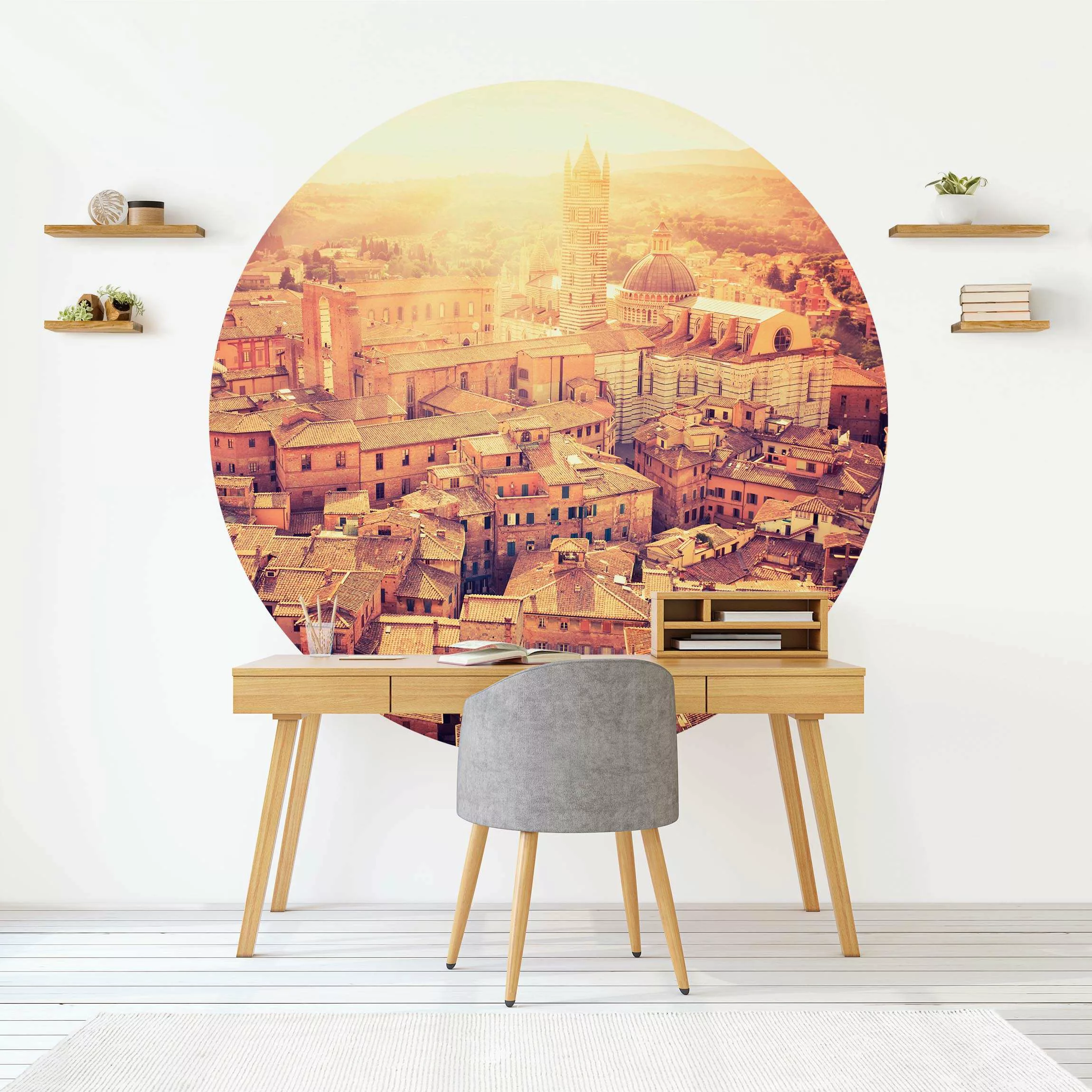 Runde Fototapete selbstklebend Fiery Siena günstig online kaufen