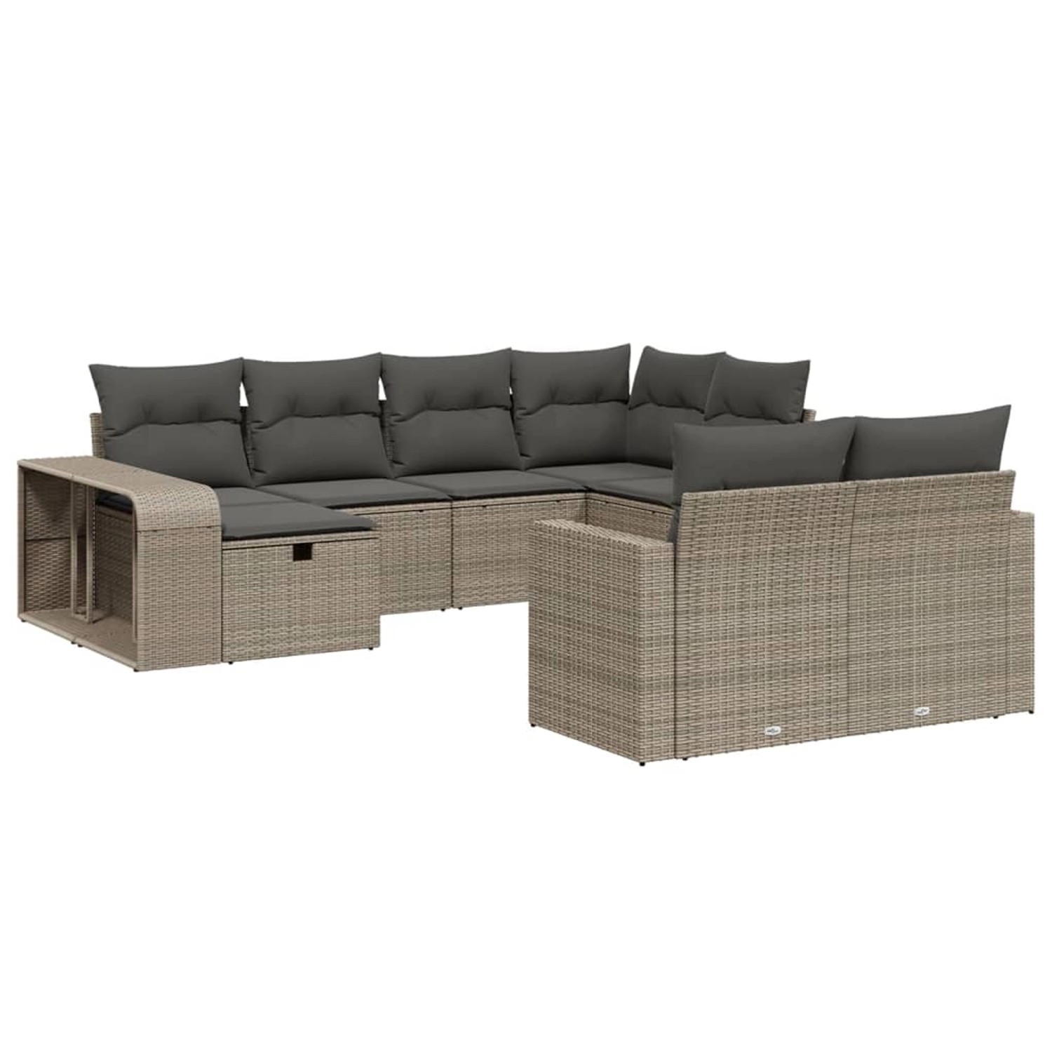 vidaXL 10-Tlg Garten-Sofagarnitur mit Kissen Hellgrau Poly Rattan 3266242 günstig online kaufen