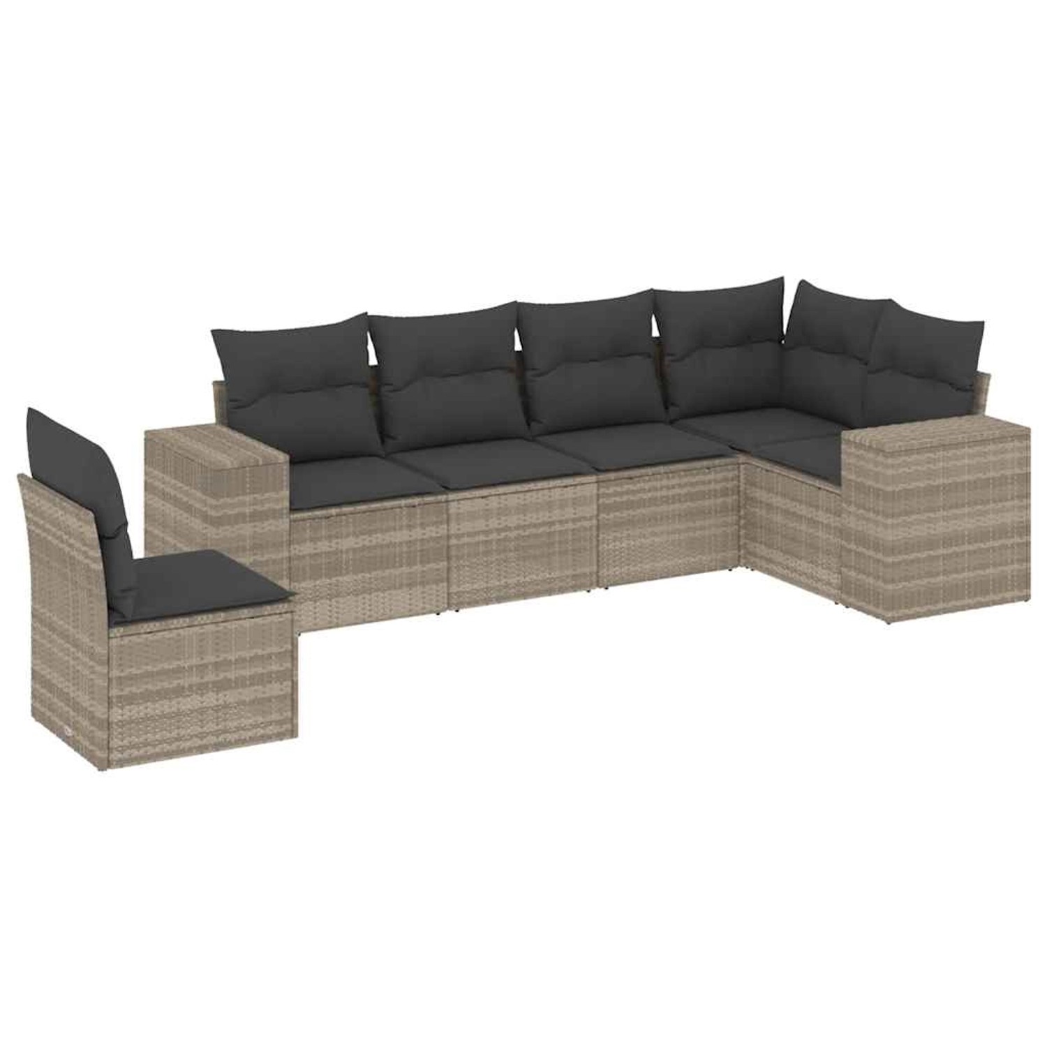 vidaXL 6-Tlg Garten-Sofagarnitur mit Kissen Hellgrau Poly Rattan 3222631 günstig online kaufen