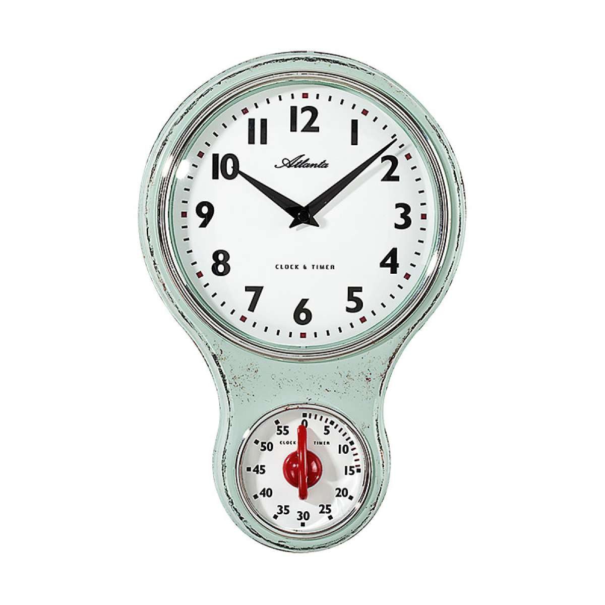 Atlanta Wanduhr Küchen- Nostalgie Hellgrün günstig online kaufen