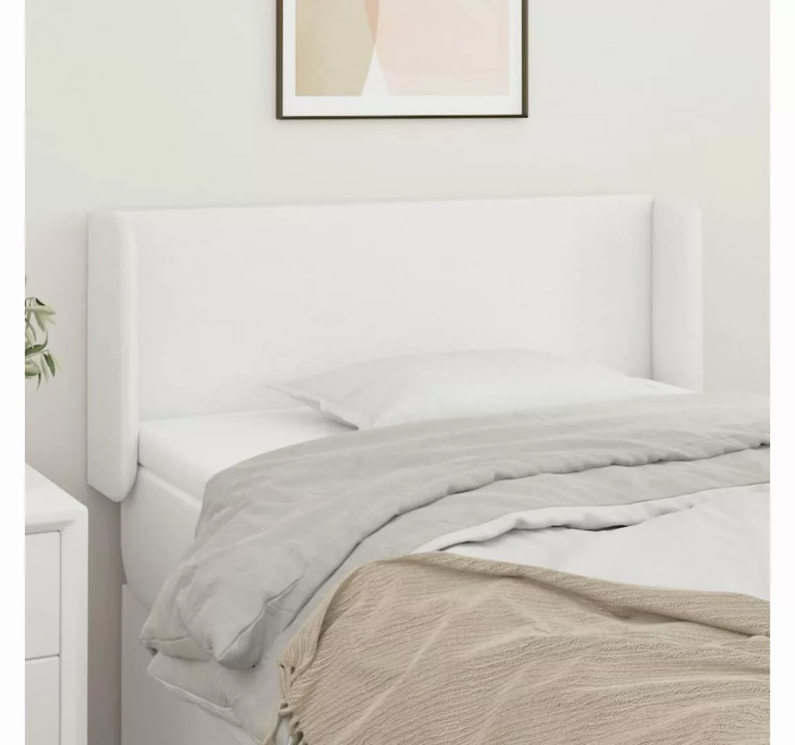 vidaXL Bett, Kopfteil mit Ohren Weiß 83x16x78/88 cm Kunstleder günstig online kaufen