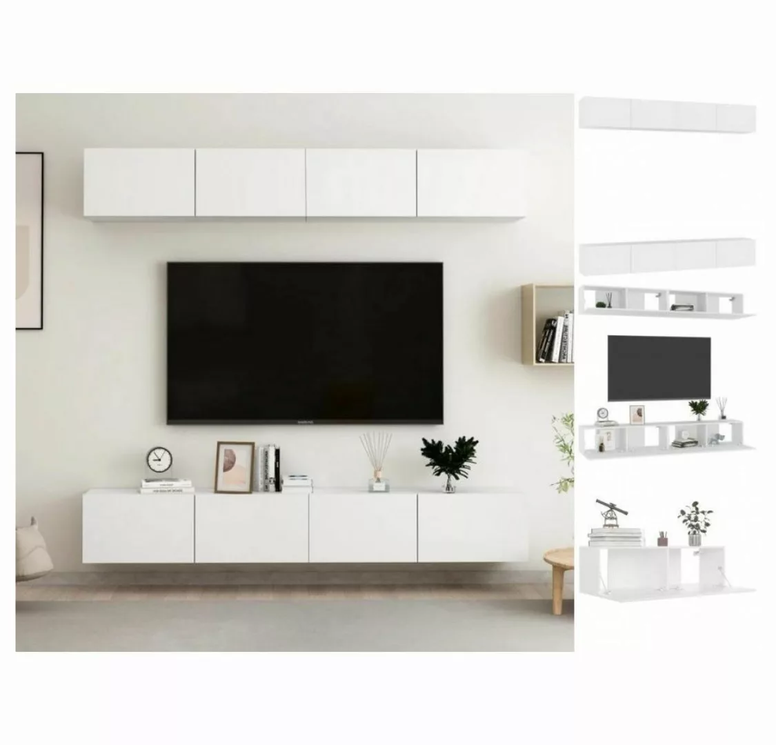 vidaXL TV-Schrank TV-Schränke 4 Stk Weiß 100x30x30 cm Spanplatte Lowboard L günstig online kaufen