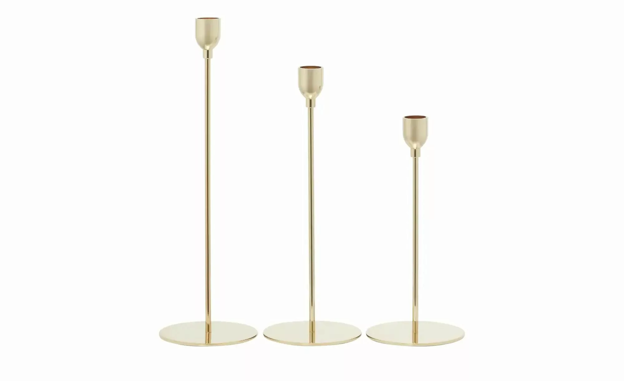 HOME STORY Kerzenhalter  3er Set   ¦ gold ¦ Eisen ¦ Maße (cm): H: 33  Ø: 10 günstig online kaufen