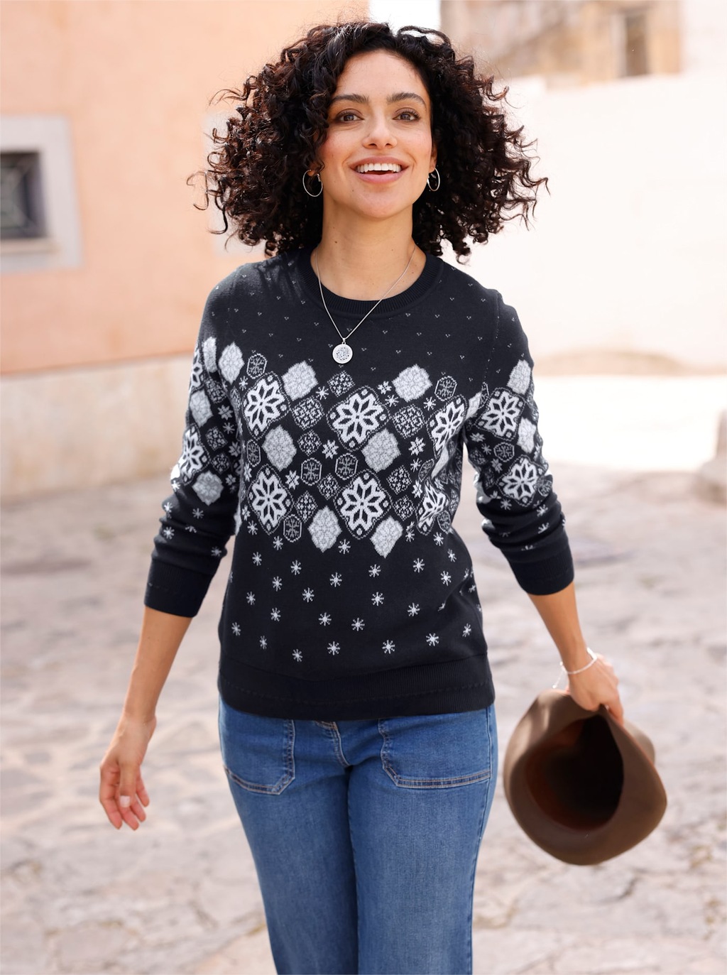 Inspirationen Rundhalspullover "Jacquard-Pullover" günstig online kaufen