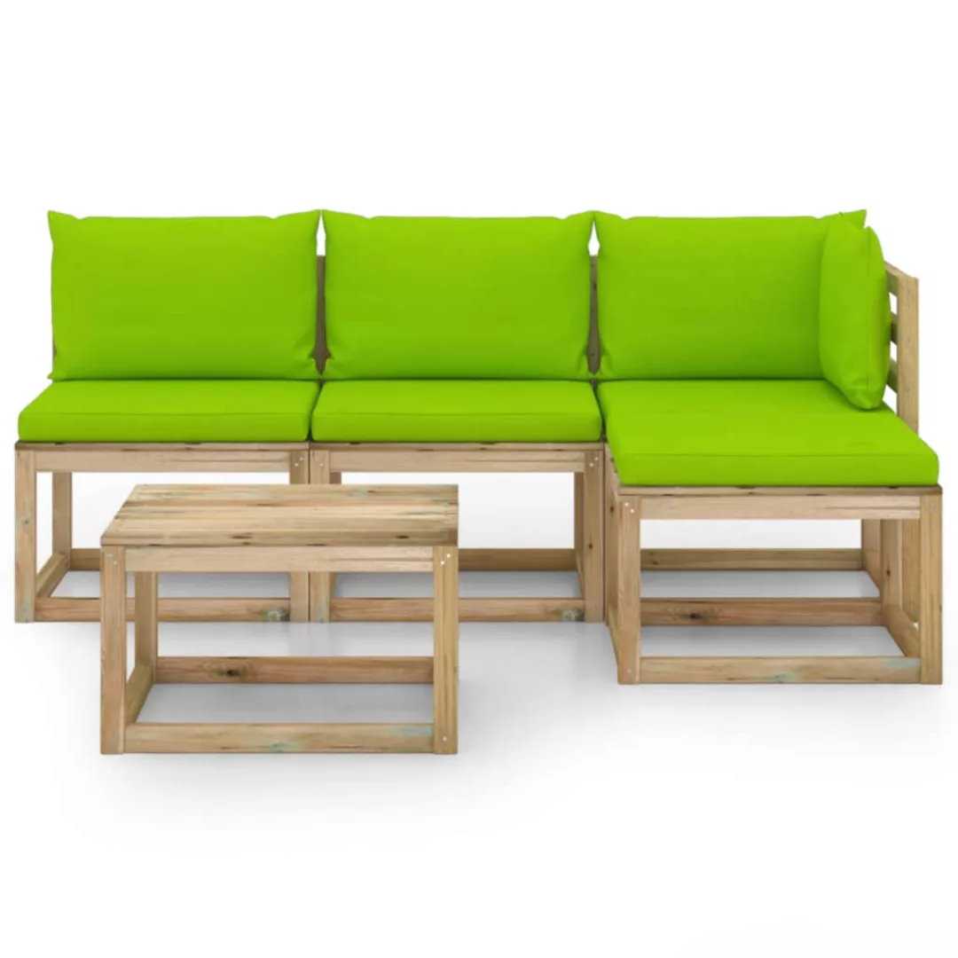 5-tlg. Garten-lounge-set Mit Hellgrünen Kissen günstig online kaufen