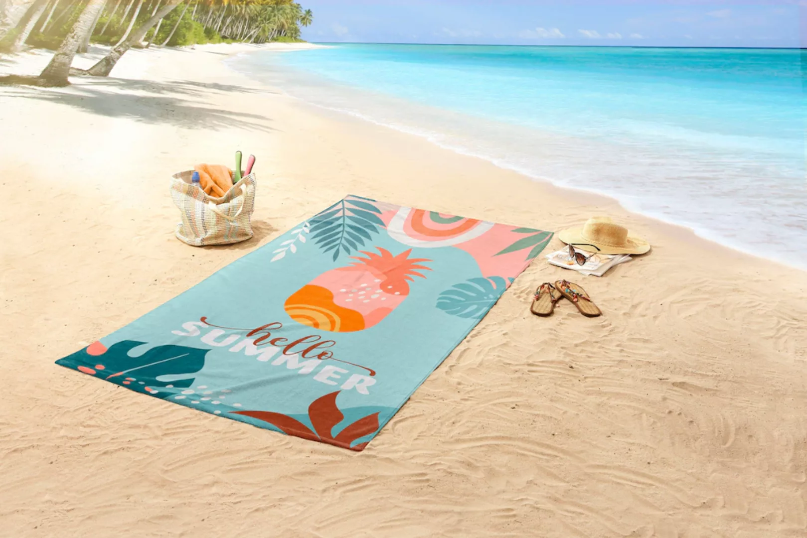 Strandtuch palms Multi Polyester B/L: ca. 100x180 cm günstig online kaufen