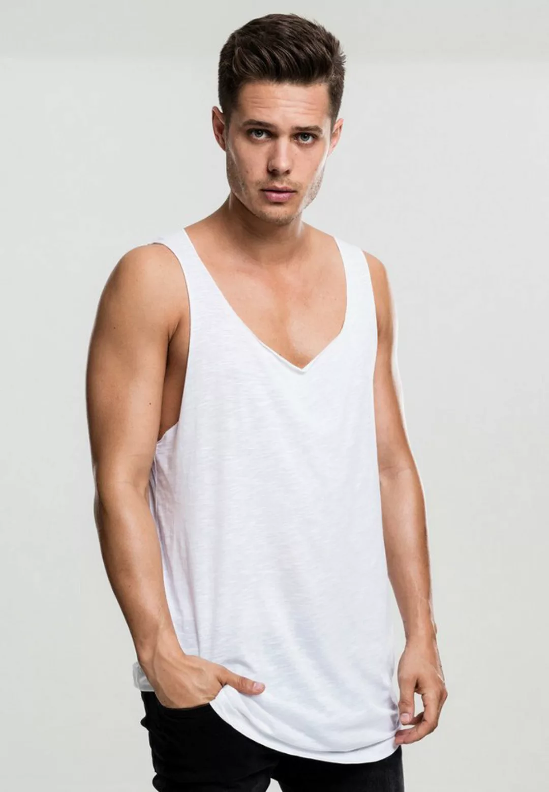 URBAN CLASSICS T-Shirt TB964 - Long Shaped Open Edge Loose Tank white M günstig online kaufen