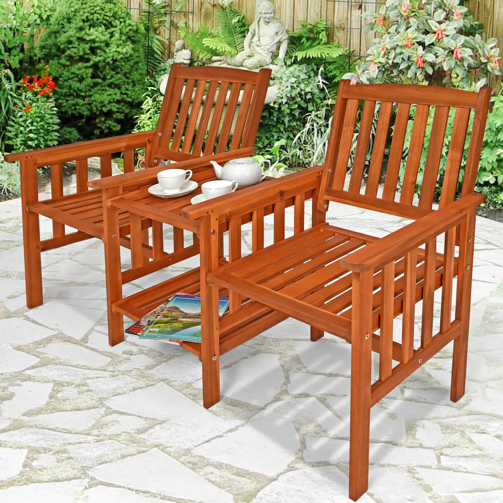 Gartenbank Akazienholz mit Tisch 164x63x91cm günstig online kaufen