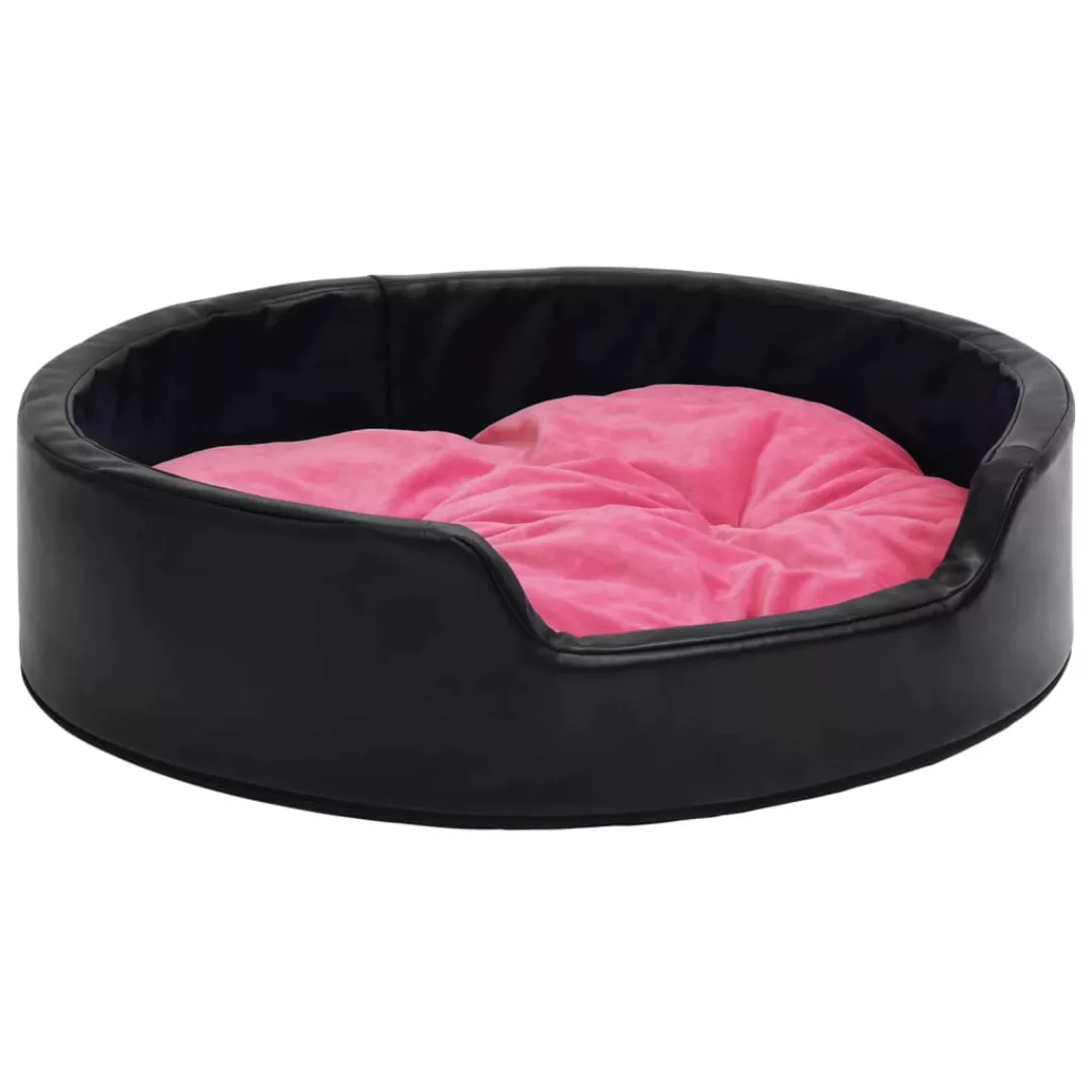 Hundebett Schwarz-pink 90x79x20 Cm Plüsch Und Kunstleder günstig online kaufen
