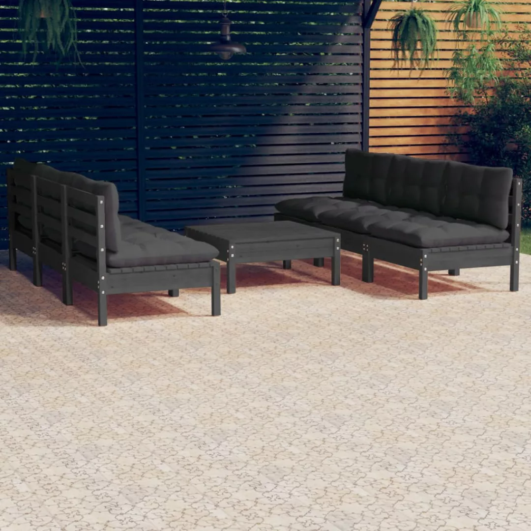 7-tlg. Garten-lounge-set Mit Anthrazit Kissen Kiefernholz günstig online kaufen