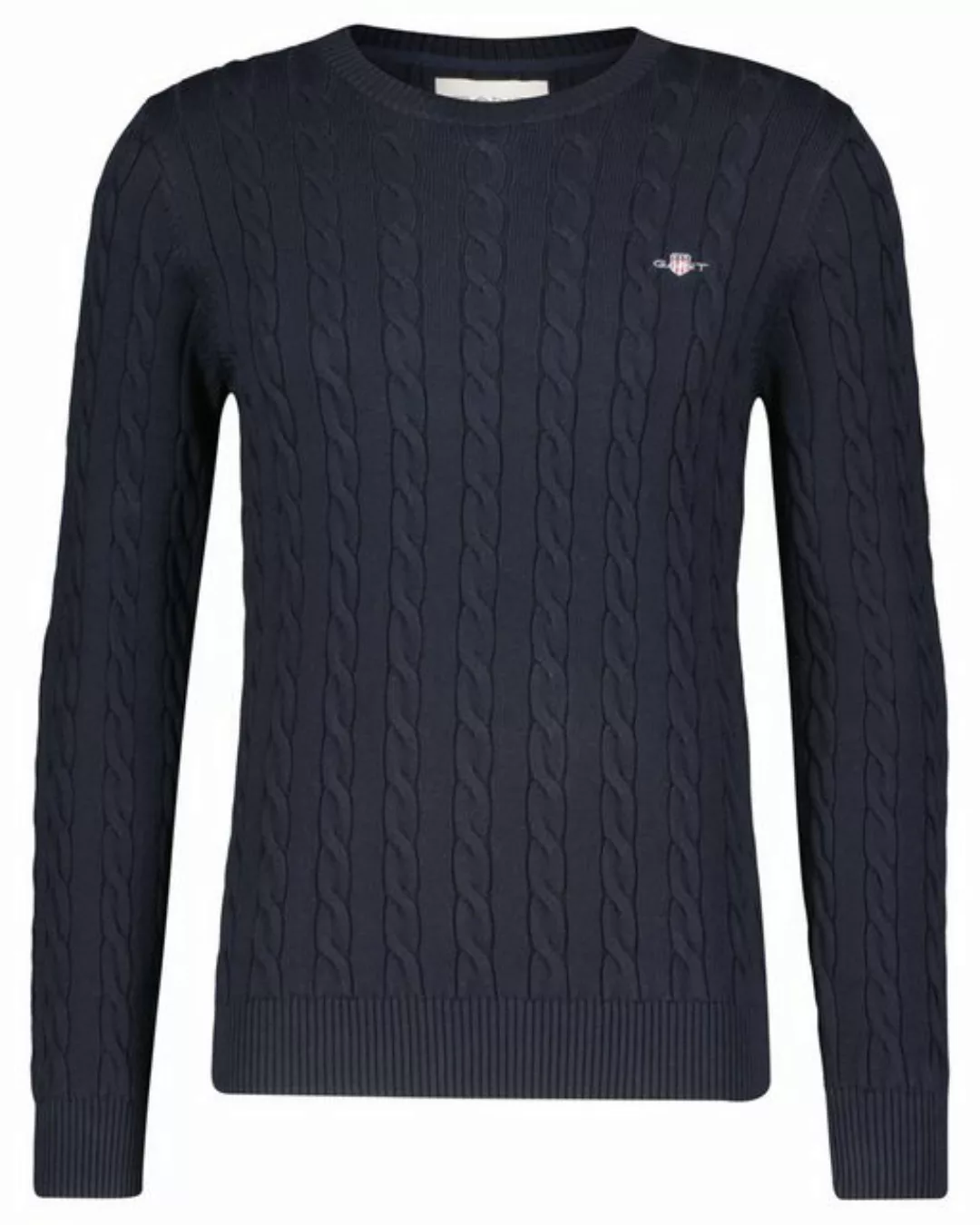 Gant Strickpullover "COTTON CABLE C-NECK", mit Wappen-Logostickerei auf der günstig online kaufen