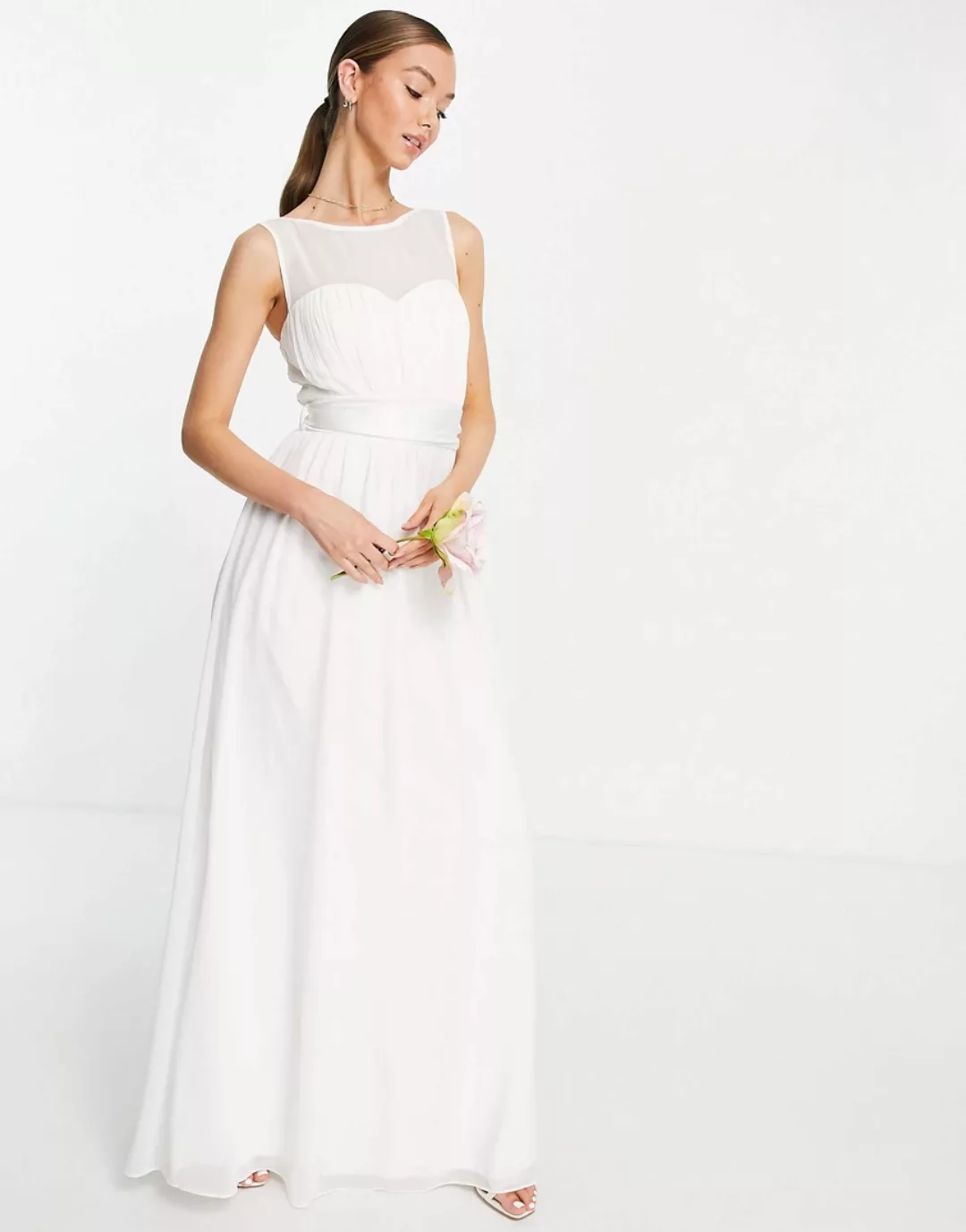Little Mistress – Bridal – Strukturiertes Maxikleid in Weiß günstig online kaufen