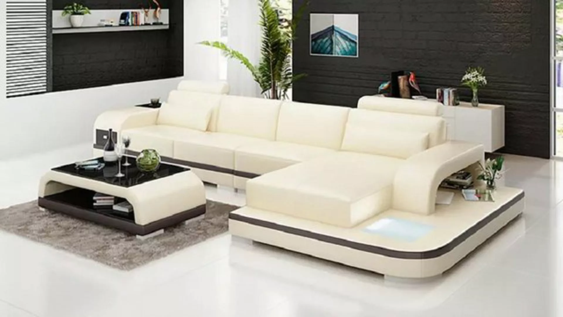 JVmoebel Ecksofa Design Wohnlandschaft Ecksofa Polster Eck Ledersofa Luxus günstig online kaufen