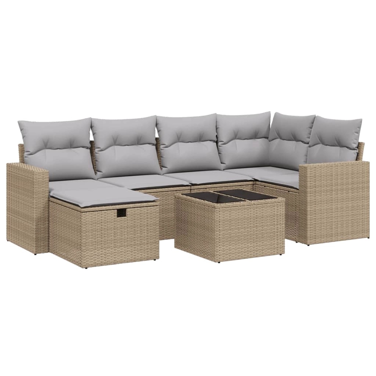 vidaXL 7-tlg Garten-Sofagarnitur mit Kissen Beige Poly Rattan Modell 164 günstig online kaufen