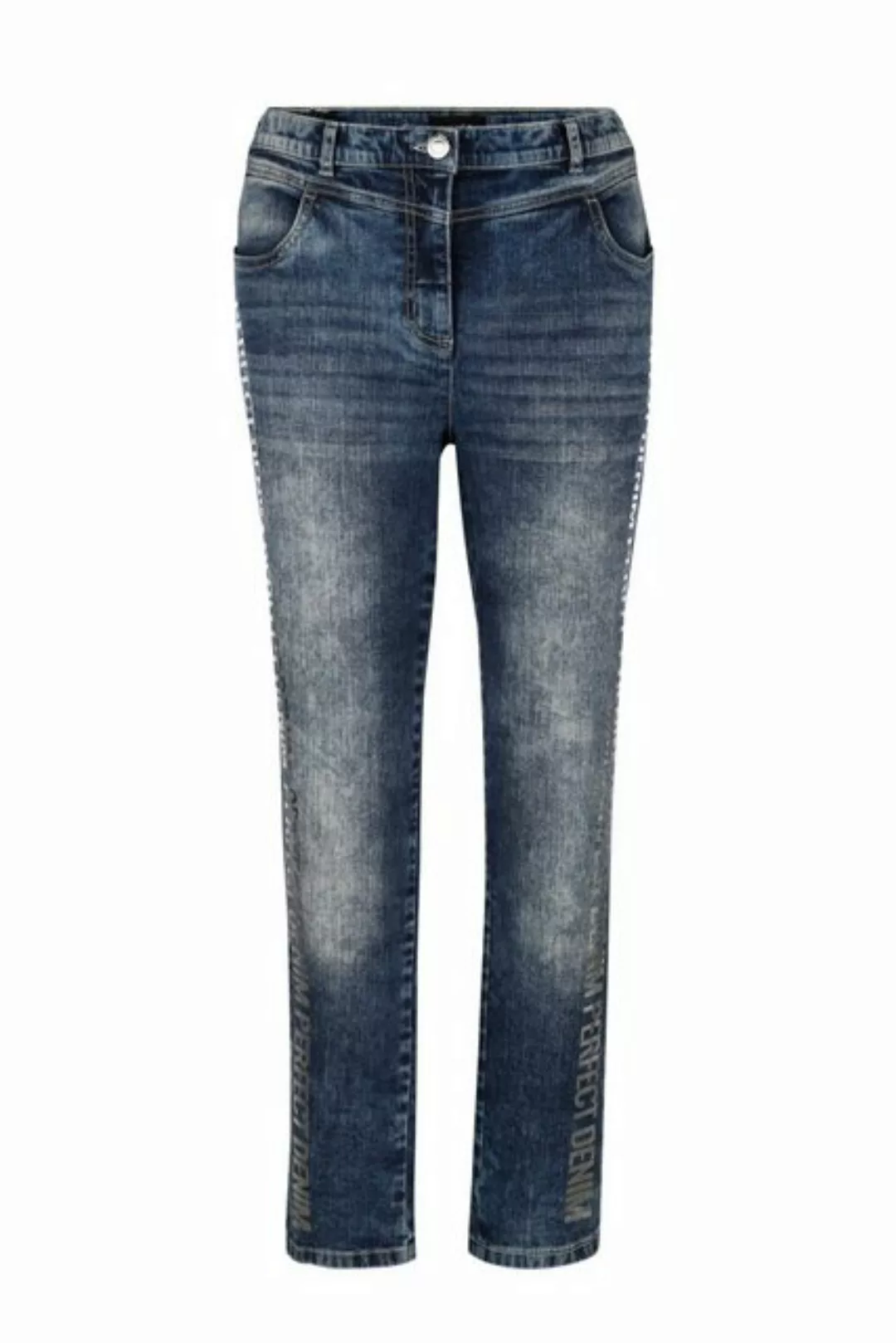 MIAMODA Röhrenjeans Jeans Slim Fit Statement-Print 5-Pocket günstig online kaufen