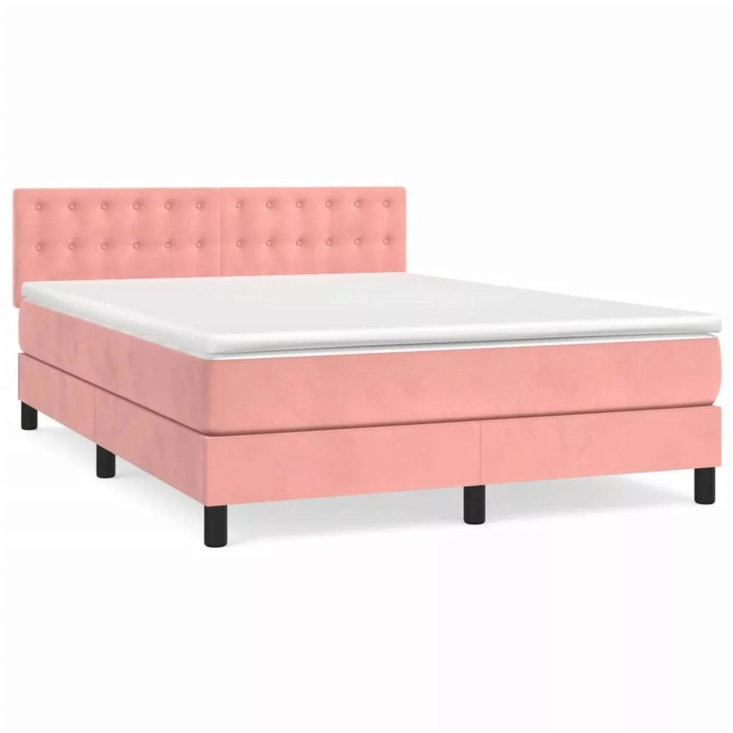 vidaXL Boxspringbett mit Matratze Rosa 140x200 cm Samt1399369 günstig online kaufen