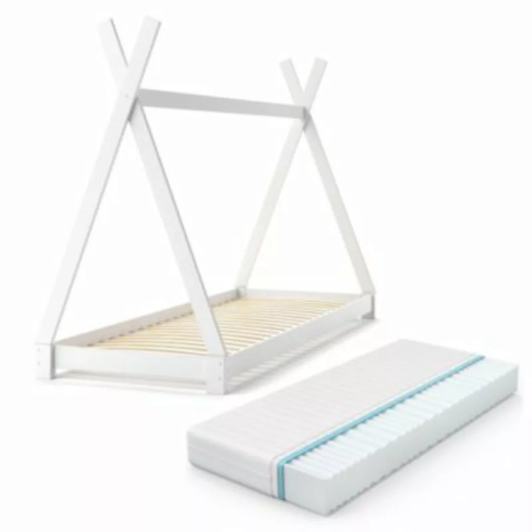 VitaliSpa Kinderbett TIPI 90 x 200 cm Weiß mit Matratze weiß günstig online kaufen
