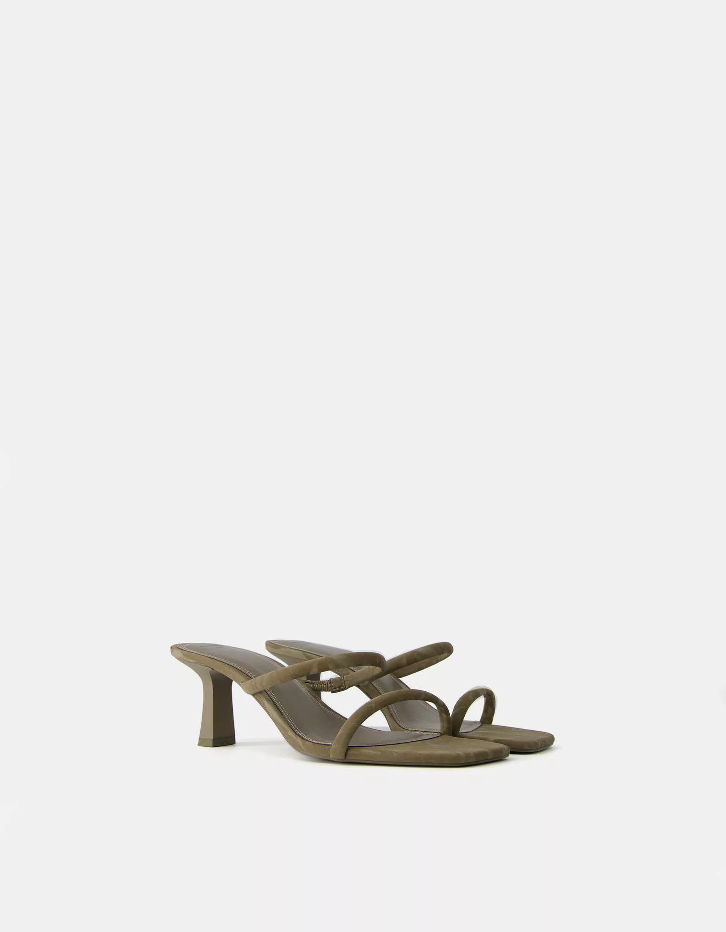 Bershka Absatzsandalen Mit Kitten-Heels Und Doppelten Riemchen Damen 36 Kha günstig online kaufen