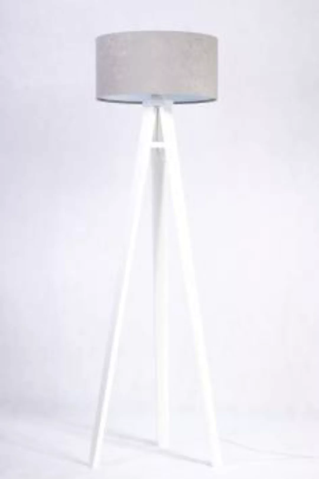 Stehleuchte Holzbeine Grau Weiß rund 140cm Retro günstig online kaufen